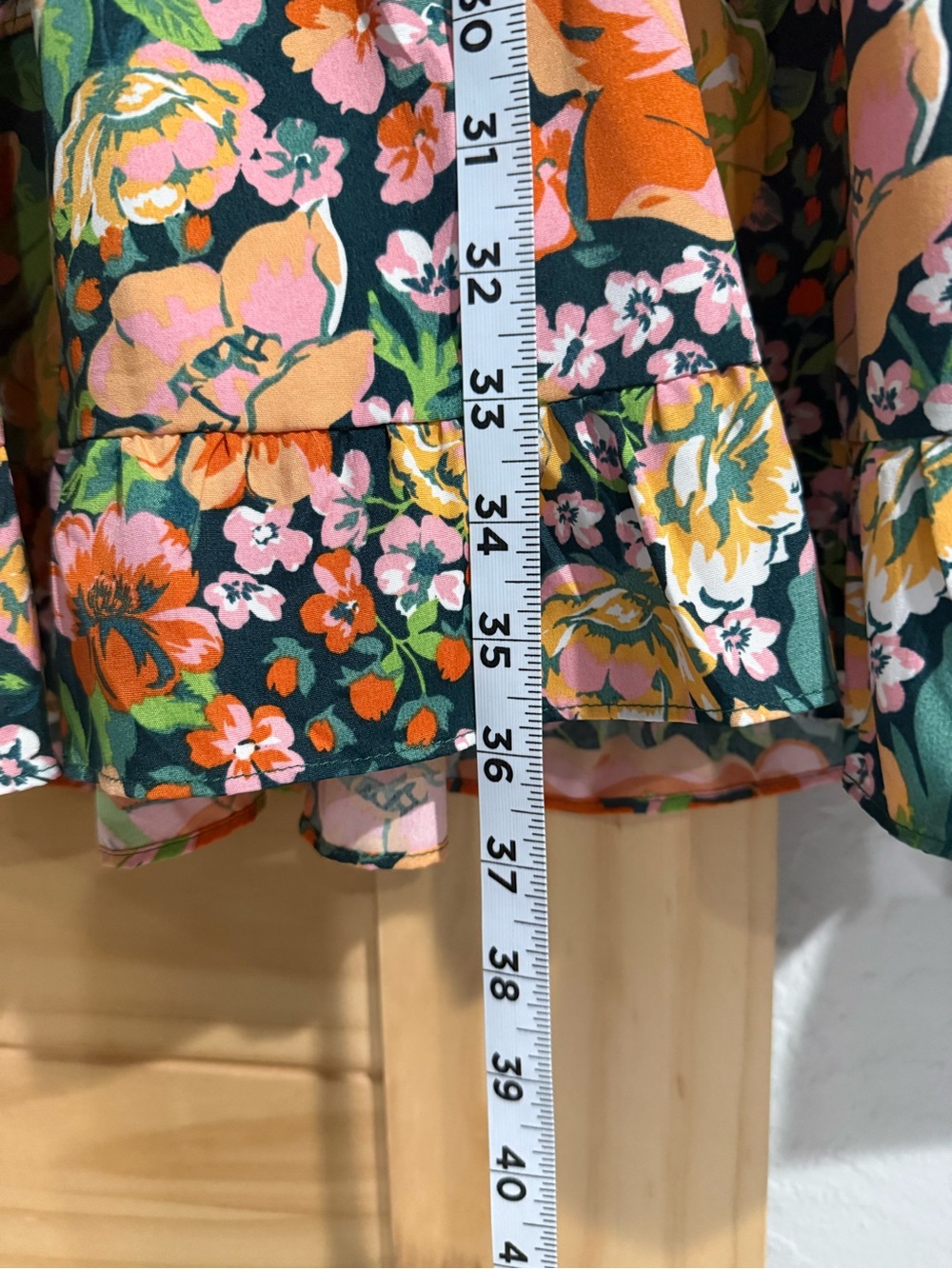NWT THML Floral Ruffle dress in Green Pink Peach - Picture 14 of 16